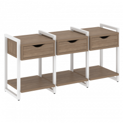 Loft Тумба на регулируемых опорах наборная. Вариант №4 VR.L-TN-4.O Дуб аризона/Белый металл 1440*460*719