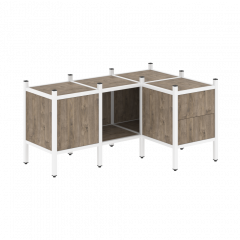 Loft Угловой внутренний стеллаж наборный VR.L-26 Тиквуд тёмный/Белый металл 1278*862*636