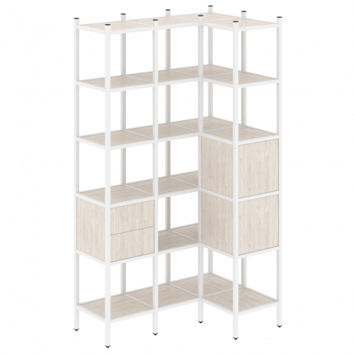 Loft Угловой внутренний стеллаж наборный VR.L-35 Денвер светлый/Белый металл 1278*862*2280