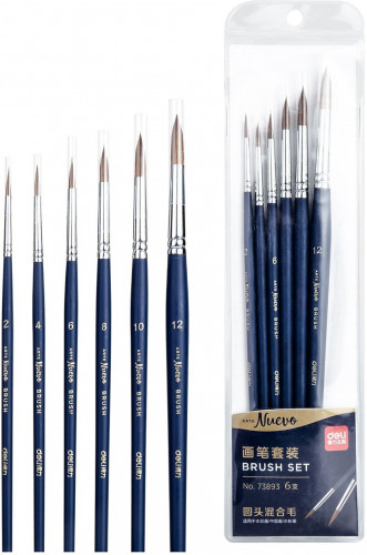 Набор кистей Deli 73893 Arte Nuevo синтетика круг. дерев.лакир.ручка