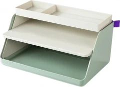 Лоток горизонтальный Deli XDM34green 2отд. для бумаг A4 315x270x170мм зеленый пластик (упак.:1шт)