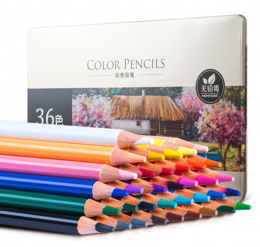 Карандаши цв. Deli 6566 липа цветной корпус 36цв. мет.кор.