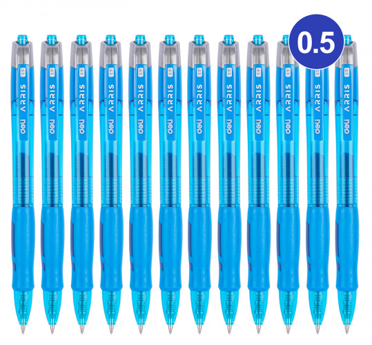 Ручка гелев. автоматическая Deli Arris EG08-BL прозрачный/голубой d=0.5мм син. черн. резин. манжета