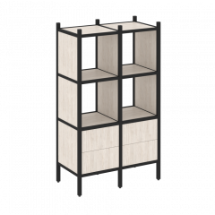 Loft Прямой стеллаж наборный VR.L-03 Денвер светлый/Чёрный металл 862*446*1458