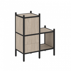 Loft Прямой стеллаж наборный VR.L-11 Дуб аттик/Чёрный металл 862*446*1047