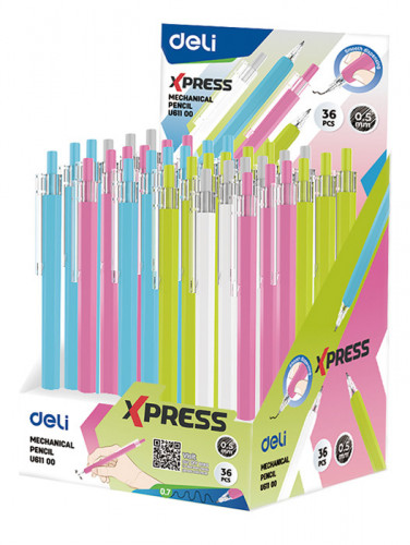 Карандаш мех. Deli EU61100 Xpress 0.5мм пластик ассорти дисплей