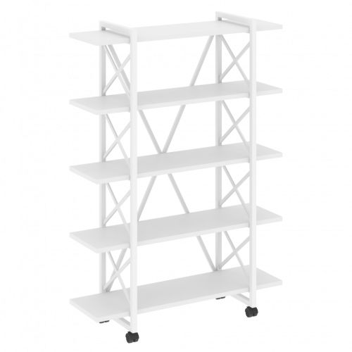 Loft Стеллаж на колесных опорах-5 полок VR.L-MST.K-5.8V Белый бриллиант/Белый металл 1200*400*1704
