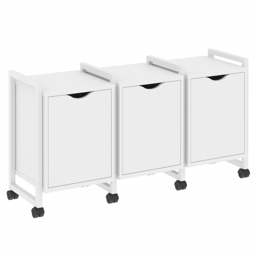 Loft Тумба на колесных опорах наборная. Вариант №5 VR.L-TN-5.K Белый бриллиант/Белый металл 1440*460*767