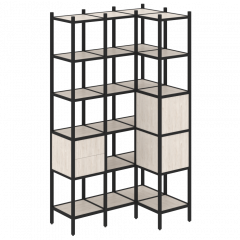 Loft Угловой внутренний стеллаж наборный VR.L-35 Денвер светлый/Чёрный металл 1278*862*2280