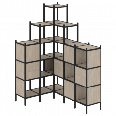 Loft Угловой внутренний стеллаж наборный VR.L-43 Дуб аттик/Чёрный металл 1278*1694*2280