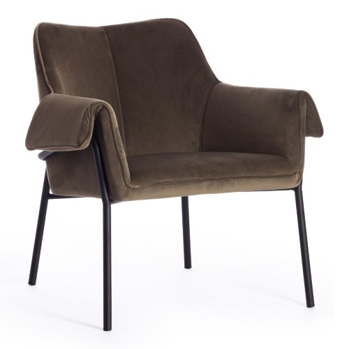 Кресло BESS (mod. 0179471), металл/вельвет, 70х71х75 см, хаки S108 (85 DARK TAN)/черный