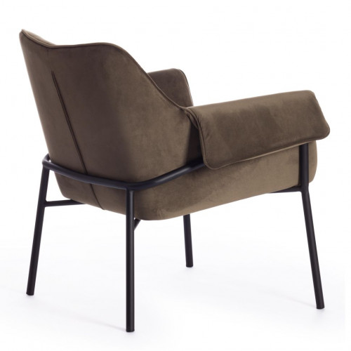 Кресло BESS (mod. 0179471), металл/вельвет, 70х71х75 см, хаки S108 (85 DARK TAN)/черный