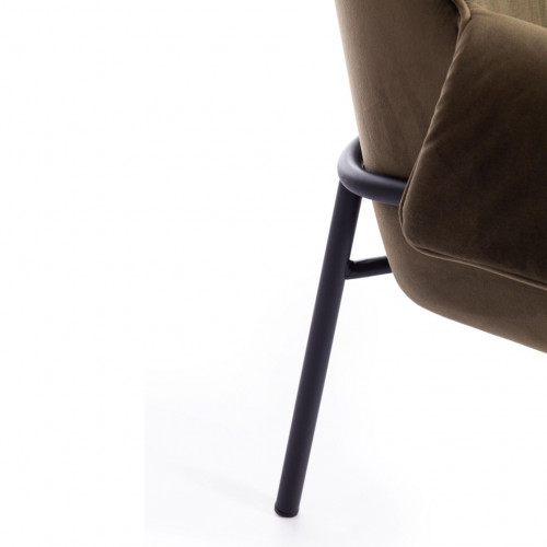 Кресло BESS (mod. 0179471), металл/вельвет, 70х71х75 см, хаки S108 (85 DARK TAN)/черный