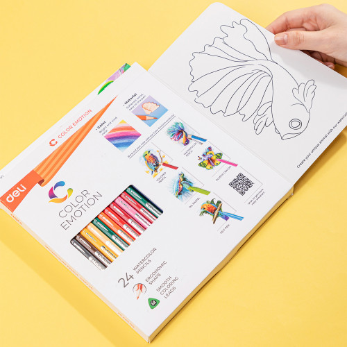 Карандаши цв. Deli EC00720 Color Emotion акварель. липа 24цв. коробка/европод. (24шт)
