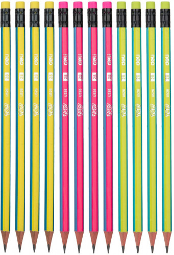 Карандаш ч/г Deli EU52600 miYou 2B тополь кор.европод. (12шт) ластик
