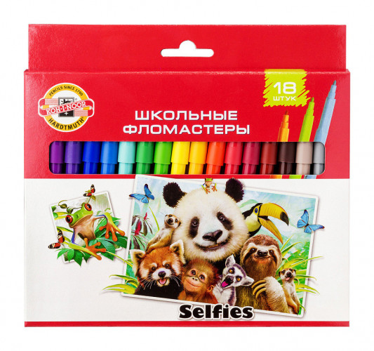 Фломастеры Koh-I-Noor Selfies 1002 771002AH22KS Вентилируемый 18цв. коробка с европодвесом