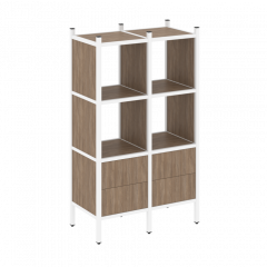 Loft Прямой стеллаж наборный VR.L-03 Дуб аризона/Белый металл 862*446*1458