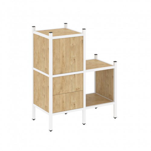 Loft Прямой стеллаж наборный VR.L-11 Тиквуд светлый/Белый металл 862*446*1047