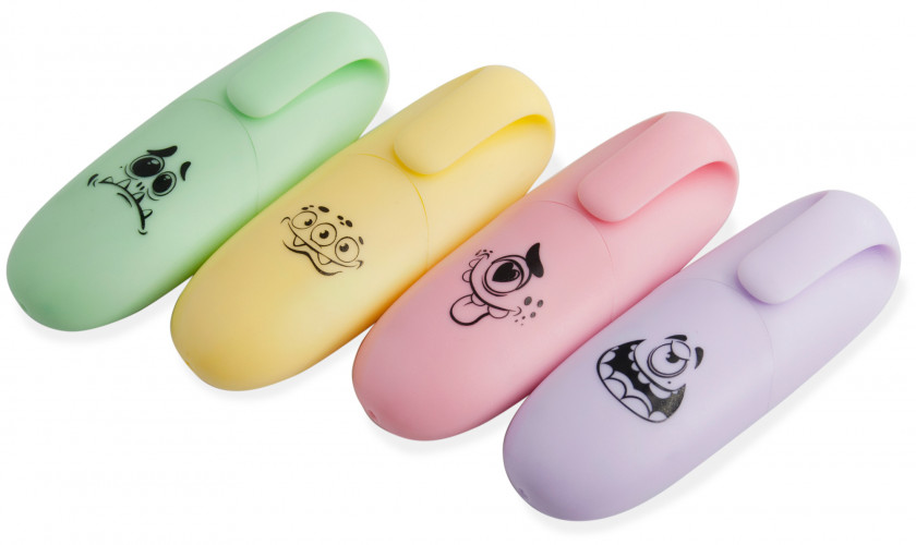 Набор текстовыделителей Silwerhof Monster Pastel 1-4мм 4цв. коробка с европодвесом