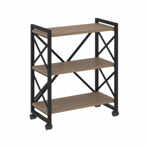 Loft Стеллаж на колесных опорах-3 полки VR.L-MST.K-3.8 Дуб аризона/Чёрный металл 800*400*968