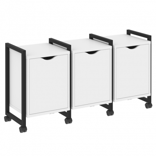Loft Тумба на колесных опорах наборная. Вариант №5 VR.L-TN-5.K Белый бриллиант/Чёрный металл 1440*460*767