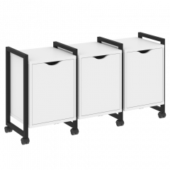 Loft Тумба на колесных опорах наборная. Вариант №5 VR.L-TN-5.K Белый бриллиант/Чёрный металл 1440*460*767