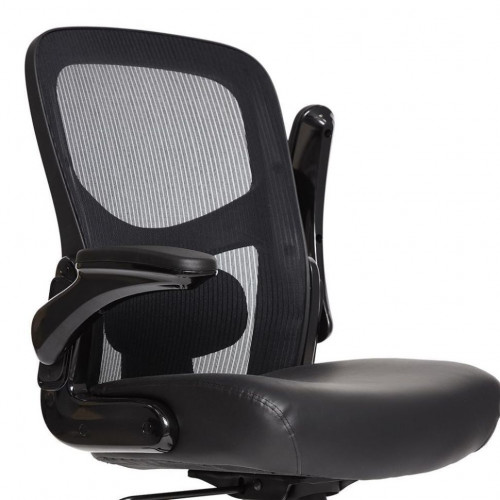 Кресло BIG-1, сетка/рецикл. кожа, черный