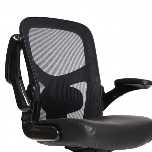 Кресло BIG-1, сетка/рецикл. кожа, черный