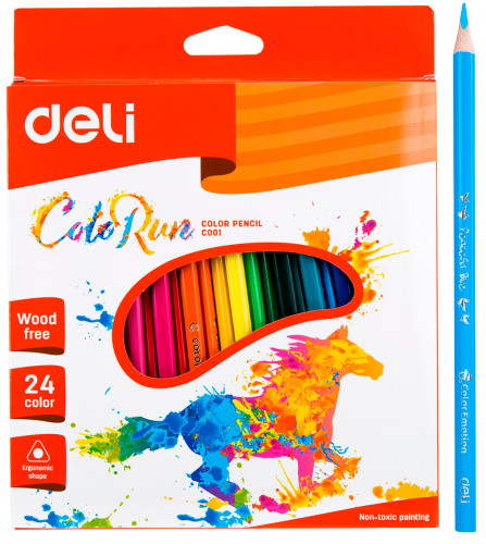 Карандаши цв. Deli EC00120 ColoRun трехгран. пластик 24цв. коробка/европод. (24шт)