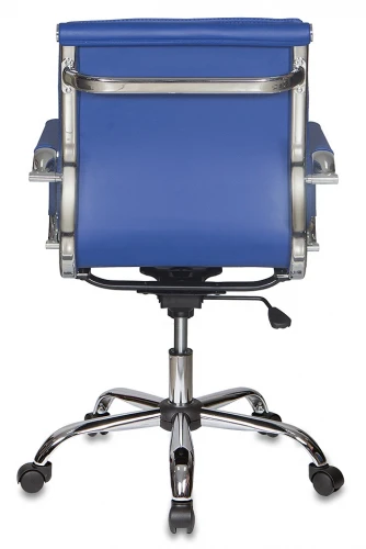 Кресло руководителя Бюрократ CH-993-Low синий эко.кожа низк.спин. крестов. металл хром