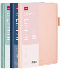Блокнот Deli LINFINI EN157L A5 210х143мм искусст. кожа 144л линейка твердая обложка ассорти