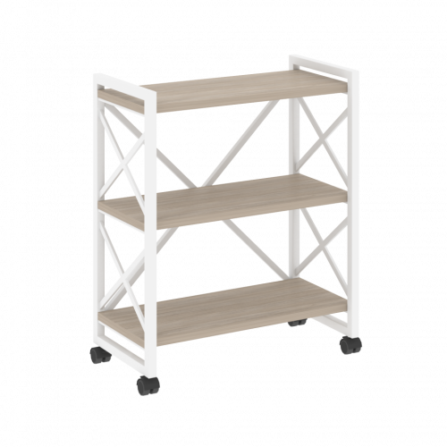 Loft Стеллаж на колесных опорах-3 полки VR.L-MST.K-3.8 Дуб аттик/Белый металл 800*400*968