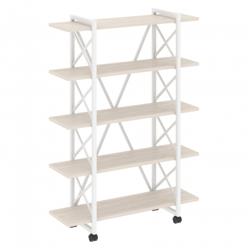 Loft Стеллаж на колесных опорах-5 полок VR.L-MST.K-5.8V Денвер светлый/Белый металл 1200*400*1704