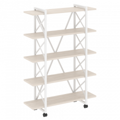 Loft Стеллаж на колесных опорах-5 полок VR.L-MST.K-5.8V Денвер светлый/Белый металл 1200*400*1704