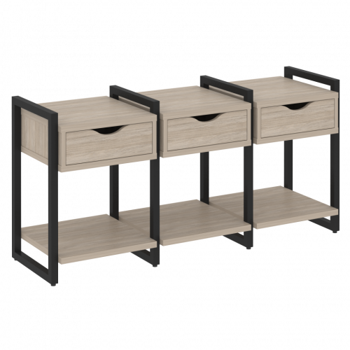 Loft Тумба на регулируемых опорах наборная. Вариант №4 VR.L-TN-4.O Дуб аттик/Чёрный металл 1440*460*719