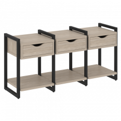 Loft Тумба на регулируемых опорах наборная. Вариант №4 VR.L-TN-4.O Дуб аттик/Чёрный металл 1440*460*719