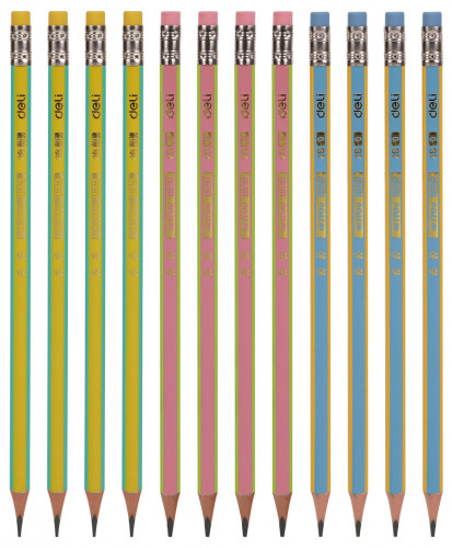 Карандаш ч/г Deli EU52606-1 miYou 2B трехгран. липа туба пл. (1шт) ластик