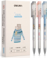Ручка гелев. Deli A651 ассорти черн. черн. линия 0.5мм