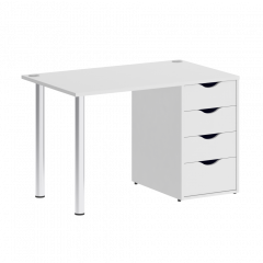 Home Office Стол письменный VR.SP-3-118.4 Белый бриллиант/Хром опоры 1180*720*750