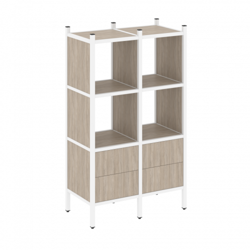 Loft Прямой стеллаж наборный VR.L-03 Дуб аттик/Белый металл 862*446*1458