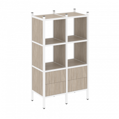 Loft Прямой стеллаж наборный VR.L-03 Дуб аттик/Белый металл 862*446*1458