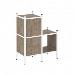 Loft Прямой стеллаж наборный VR.L-11 Тиквуд тёмный/Белый металл 862*446*1047