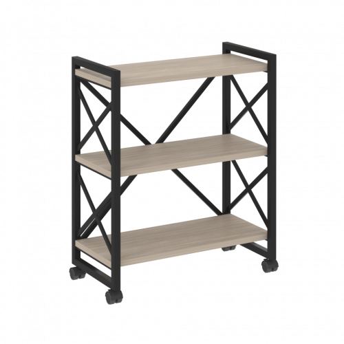 Loft Стеллаж на колесных опорах-3 полки VR.L-MST.K-3.8 Дуб аттик/Чёрный металл 800*400*968