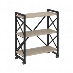 Loft Стеллаж на колесных опорах-3 полки VR.L-MST.K-3.8 Дуб аттик/Чёрный металл 800*400*968