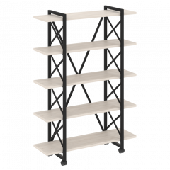 Loft Стеллаж на колесных опорах-5 полок VR.L-MST.K-5.8V Денвер светлый/Чёрный металл 1200*400*1704
