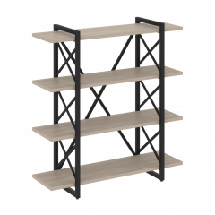 Loft Стеллаж на регулируемых опорах-4 полки VR.L-MST.O-4.8V Дуб аттик/Чёрный металл 1200*400*1280