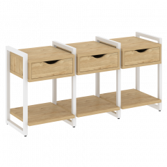 Loft Тумба на регулируемых опорах наборная. Вариант №4 VR.L-TN-4.O Тиквуд светлый/Белый металл 1440*460*719