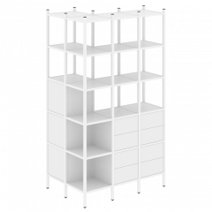 Loft Угловой внешний стеллаж наборный VR.L-54 Белый бриллиант/Белый металл 862*1278*2280