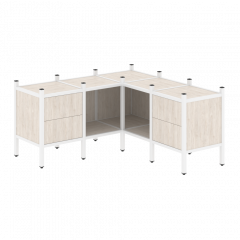 Loft Угловой внутренний стеллаж наборный VR.L-27 Денвер светлый/Белый металл 1278*1278*636