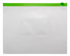 Папка на молнии ZIP Бюрократ -BPM5AGRN A5 полипропилен 0.15мм карм.для визит. цвет молнии зеленый
